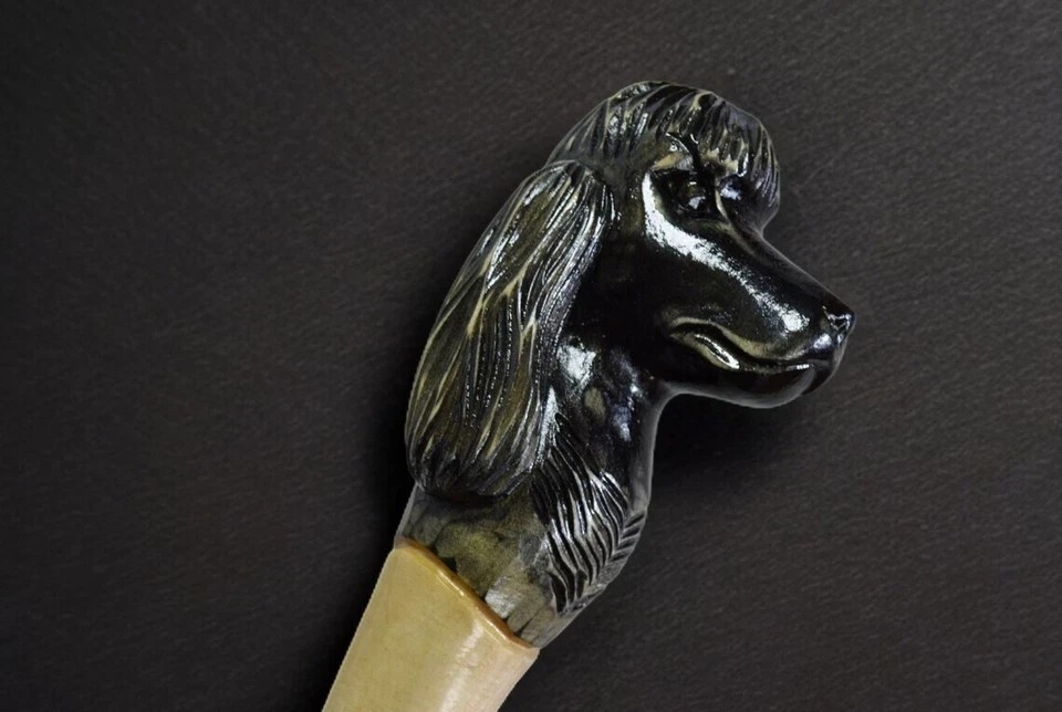 Bastone da passeggio con manico per cani in legno intagliato a mano per... foto 2