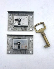 Antique Drawer Door Locks Half Mortis Lock Barrel Key Vintage Hardware 