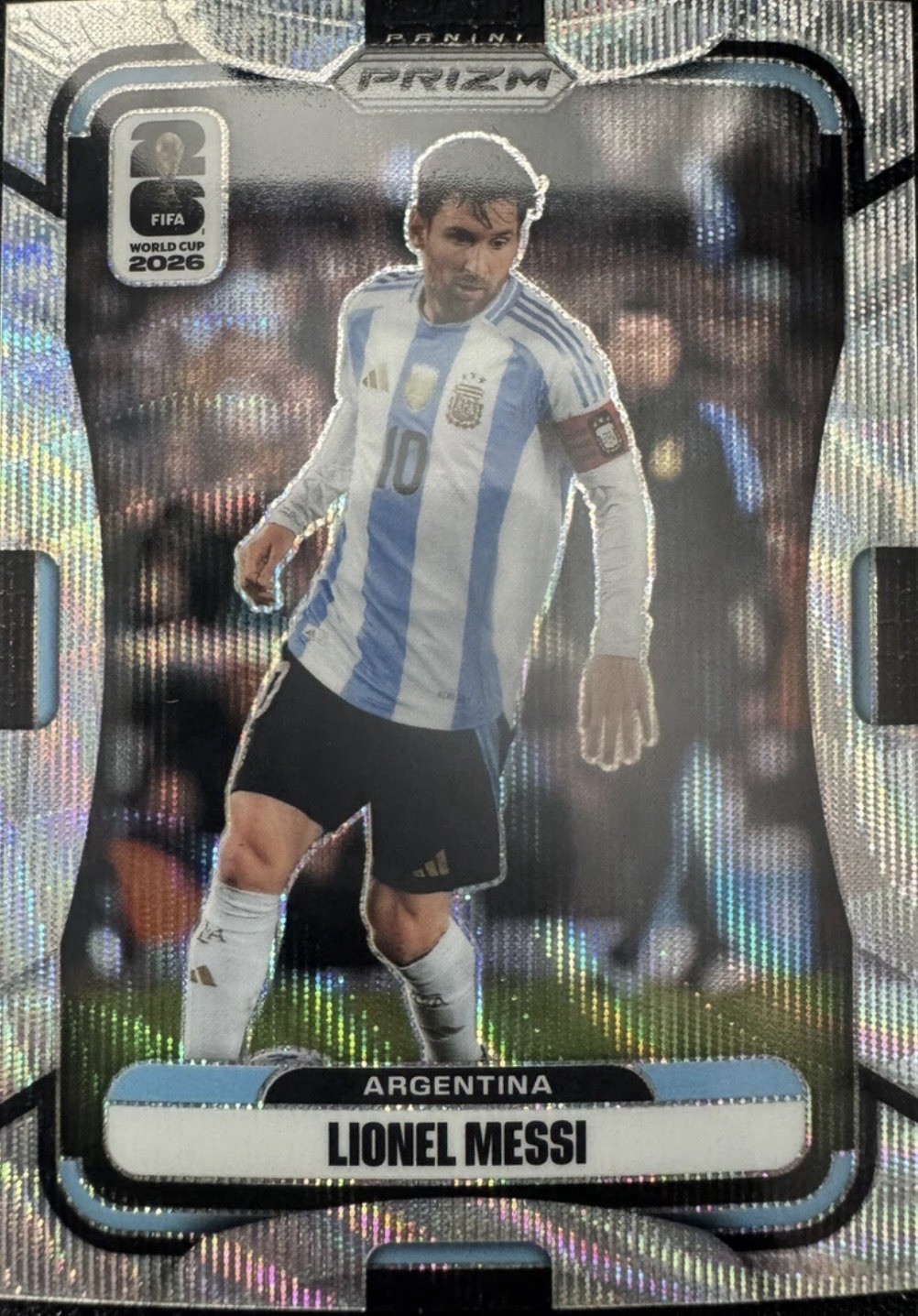 2026 Panini Prizm FIFA World Cup #10 Lionel Messi Argentina Silver Wave SP Card