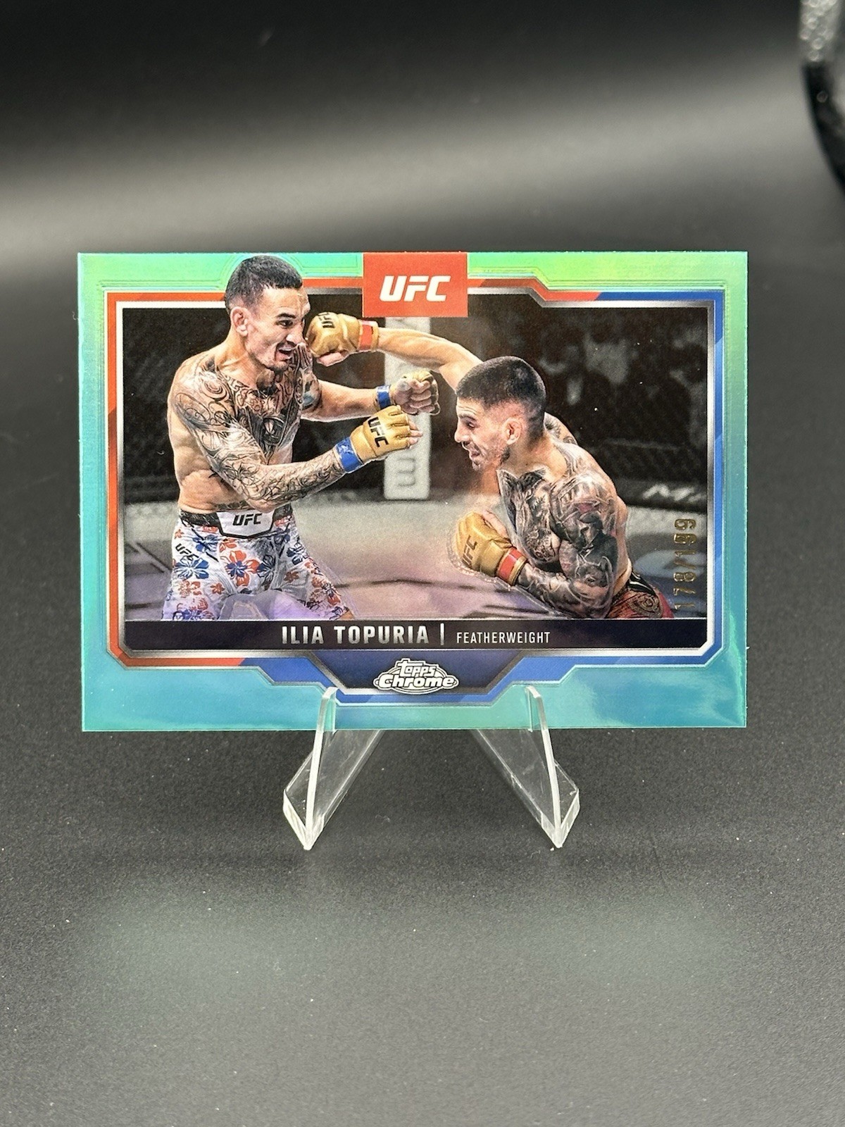 Ilia Topuria 2025 Topps Chrome UFC  #43 Aqua /199 Refractor Featherweight