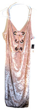 Project Runway women's pink suede like spaghetti strap lace up dress M NWT