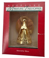 Hallmark Heavenly Glow Miniature Etched Brass Christmas Tree Topper 3" 1988