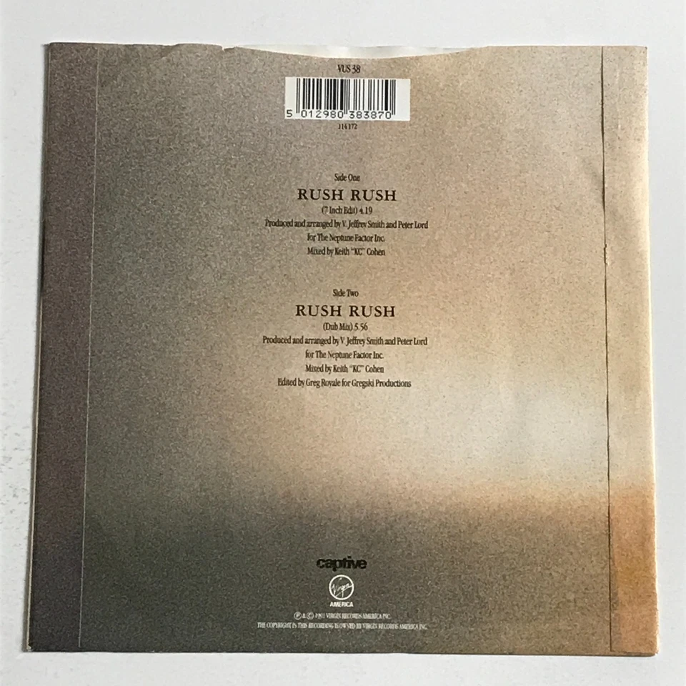 Paula Abdul - Rush Rush 7" Vinyl Record A1/B1 - VUS 38 VG+/EX - Image 2 of 4