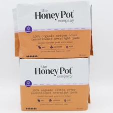 The Honey Pot Co Oraganic Cotton Cover Incontinence Overnight Pads 2 Pk 16 Ct Ea