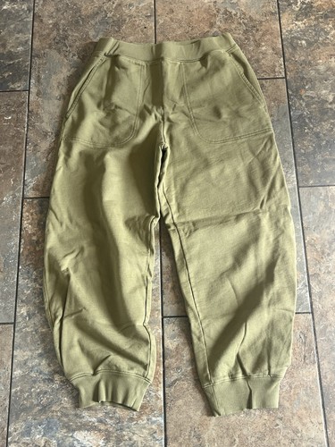 TIBI GREEN COTTON YOGA JOGGER SWEATPANTS CROPPED PANTS M CLOSED ANKLE