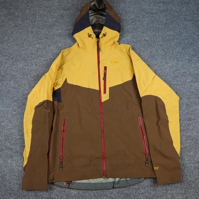 Outdoor Research Hemispheres Jacket Mens Medium Brown Yellow Gore-Tex Ski Shell