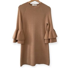 Anthropologie Claudette Ruffled Sleeve Sweater Dress Metallic Women Small