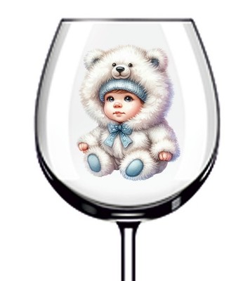 12x bunte Weihnachten Baby UVDTF Aufkleber-Becher Weinglas Flasche Tasse