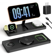 3-in-1 Wireless Charging Station for MagSafe,Foldable Magnetic Stand for iPhone