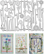30Pcs Flower Cutting Dies for Card Making Wildflowers Embossing Die Cuts Carb...