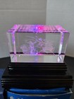 Vintage 3D Lasar Etched Glass Crystal Paperweight Santa/Sleigh W/Light Up Base — photo 6