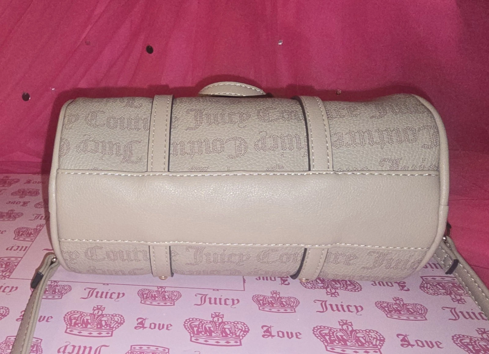 Borsa Juicy Couture Rosie Mini Barrel borsa a tracolla borsa a mano caffè nuova con etichette marrone chiaro