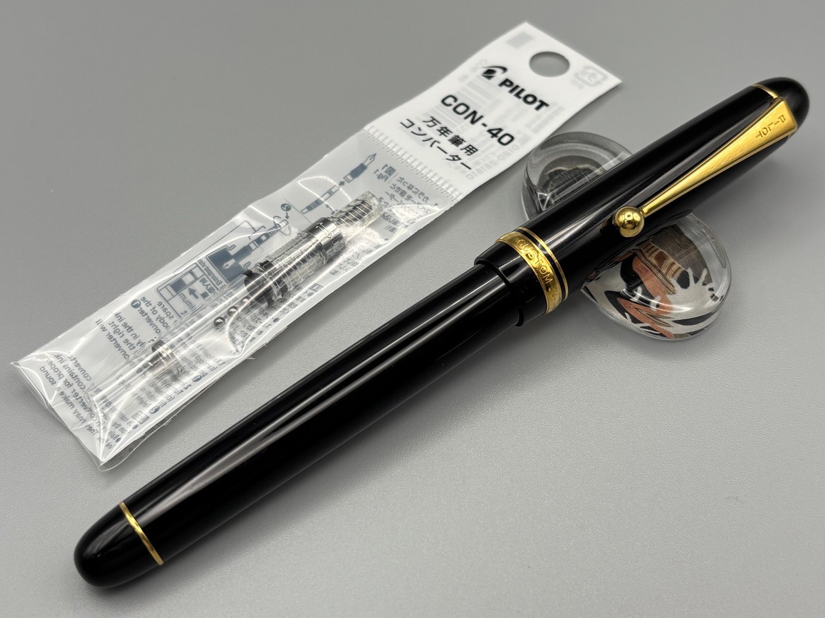Pilot Namiki Custom 74 14K Gold F-Nib Black Fountain Pen Cleaned w