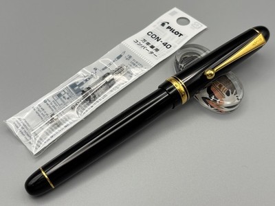 Pilot Namiki Custom 74 14K Gold F-Nib Black Fountain Pen Cleaned w