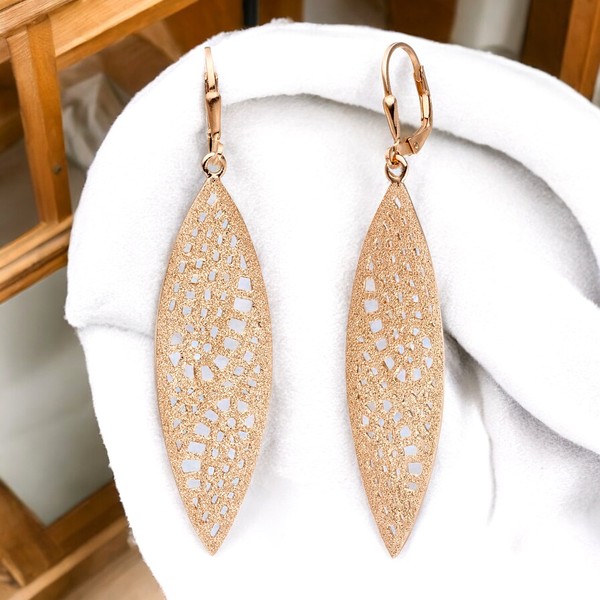 OhrhäNger Lang 925 Sterling Silber Rotgold Vergoldet Matt Ohrringe Boutons-image