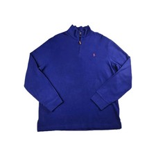 Polo Ralph Lauren Estate Rib Quarter Zip Mens LRG Pullover Pony NWT Blue Preppy