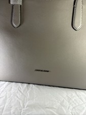 Michael Kors Large Top-Zip Tote Bag Pearl Grey Pebbled Leather NWOT MK