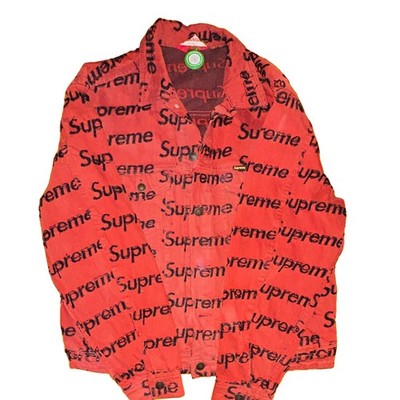 Supreme Frayed Logos Denim Trucker Jacket Red SS21 Brand New DS Size-M