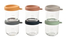 BEABA 6 Pack Glass Baby Food Jars with Soft Silicone Air Tight Lids, 8 oz Gla...