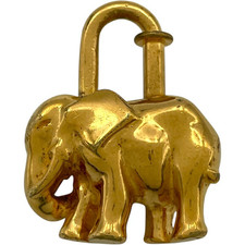 HERMES Cadena Elephant Charm Bag Padlock GP Gold W/Box