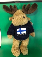 Finland Moose Plush In Sweater Stuffed Animal Souvenir 11" W/ Tag