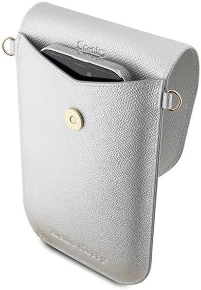 Hello Kitty Leather Metal Logo Chain Universal Phone Bag Pouch Silver - Image 3 of 4