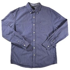 Tommy Hilfiger Custom Fit Striped Button Down Shirt L Blue Cotton