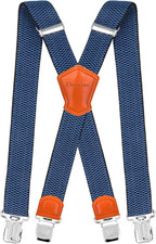 Mens Suspenders Very Strong Clips Heavy Duty Braces Big and Tall X Style