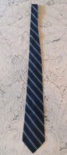 Lauren RALPH LAUREN Navy Blue Diagonal Stripe Textured Silk Tie - 55  x 3.75  