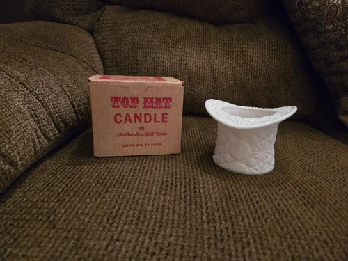 Milk Glass Top Hat Candle Holder vintage