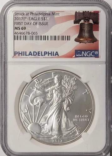 2017 (P) American Silver Eagle - NGC MS69 First Day Issue - A883
