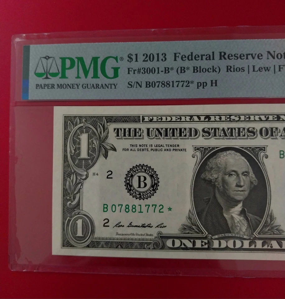 2013 B Duplicate Star Note Error One Dollar Bill B07881772* 67 EPQ FW - Image 4 of 4