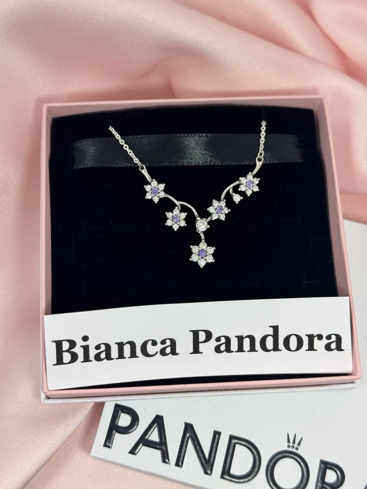 Collana Pandora Forget Me Not , Non Ti scordar Di Me con fiori - Immagine 2 di 4