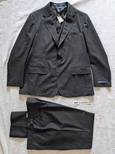 New  1498 Polo Ralph Lauren Charcoal Wool Glen Plaid 2-Piece Suit 48R 41 x 38