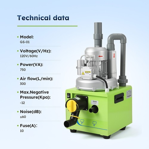 Portable Dental Mobile Suction Unit 750W Pressure Pump Strong Suction 300L/min - Picture 14 of 22