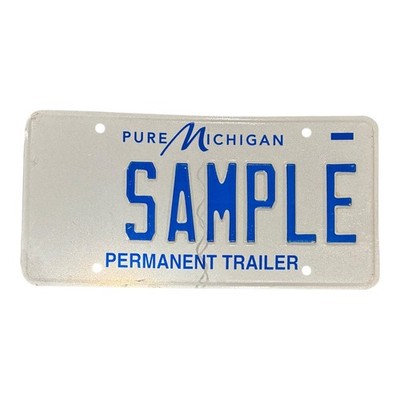 PURE  AUTO TEST  SMPLE PERMANENT TRAILER   LICENSE PLATE '' SAMPLE '' 00000