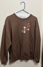 Granny Sweatshirt Crewneck Womens XL Embroidered Pullover Grandma Core Bird