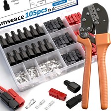 105Pcs Power Connectors with Crimping Tool Black and Orange 105Pcs Kit