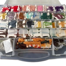 Lot Of Embroidery Floss Thread 128 Cards & 237 Skeins With Large Case