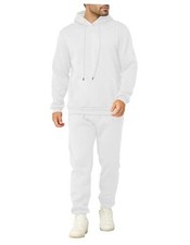 Men's Tracksuits 2 Piece Casual Long Sleeve Sweatsuits Athletic Medium White