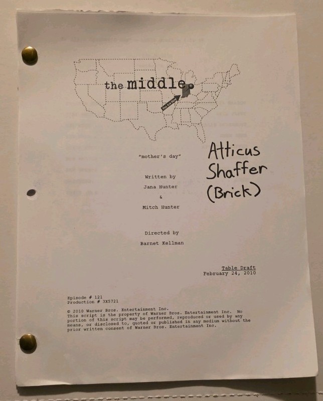 The Middle "Mother's Day" Table Draft Script Signed Atticus Schaffer his script?