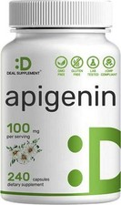 Apigenin, 100mg Per Serving, 240 Capsules Raw Plant Extract from Chamomile and