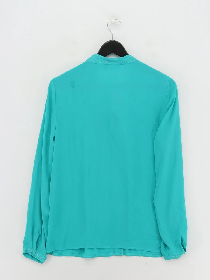Blusa para mujer La Redoute UK 14 azul 100 % poliéster manga larga cuello en V básica Foto 2 de 4
