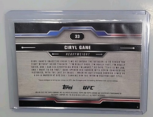 2025 TOPPS CHROME UFC CIRYL GANE BLUE GEOMETRIC REFRACTOR /99 - Picture 3 of 3