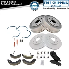 Semi Metallic Brake Pad Shoe Coated Rotor Drum Kit w/ Hardware for GM Truck