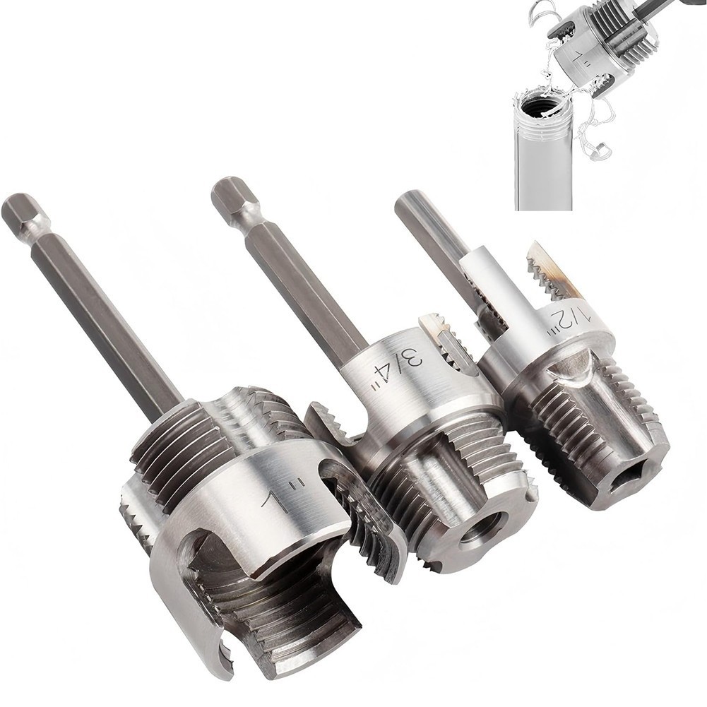 3Pcs Integrated Internal & External Pipe Threading Tool Dual-Function Pipe9864
