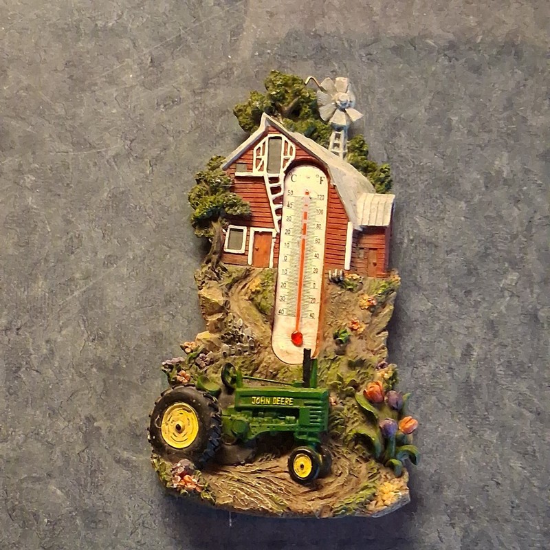 Vintage John Deere 3D Resin Thermometer Hang-up Wall Decoration Temperature 