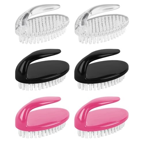 6 Pack Handle Grip Nail Brush Set, Oval-Shaped Nail Scrub Cleaning Brushes - Picture 1 of 6