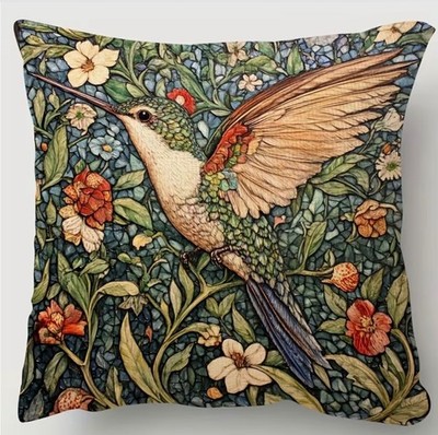 Pillow Cover  William Morris  HUMMINGBIRD  DOUBLE-SIDED   18 x 18  7382