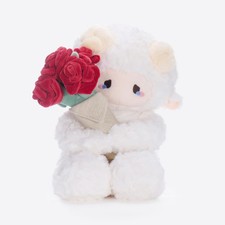 11.4" White Lamb Plush Stuffed Animal with Removable Bouquet of Red Roses - U...